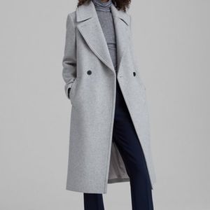 Club Monaco Light Gray Wool Blend Long Pea Coat